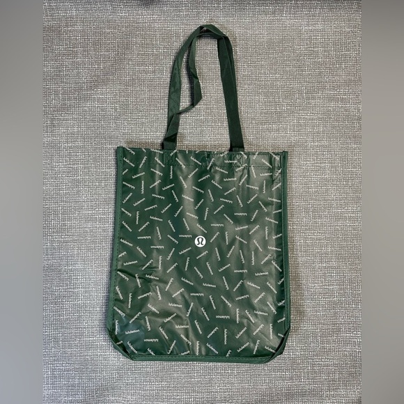 Lululemon Large recyclable reusable tote shopping bag green/white - Picture 2 of 8
